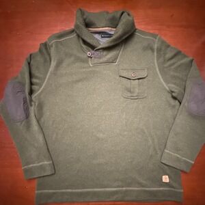 G.H. Bass & Co. Sweater shawl collar green L/XL vintage elbow‎ patch button